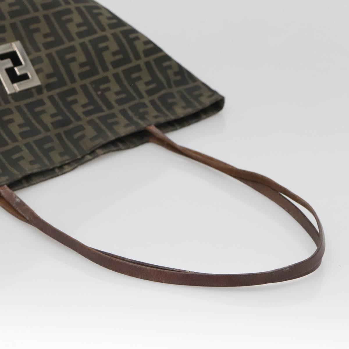FENDI Zucca Canvas Tote Bag Brown Black Auth 136691
