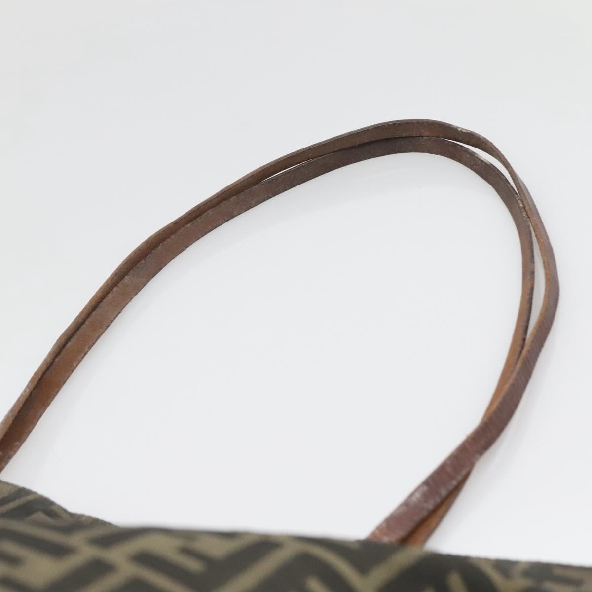 FENDI Zucca Canvas Tote Bag Brown Black Auth 136691