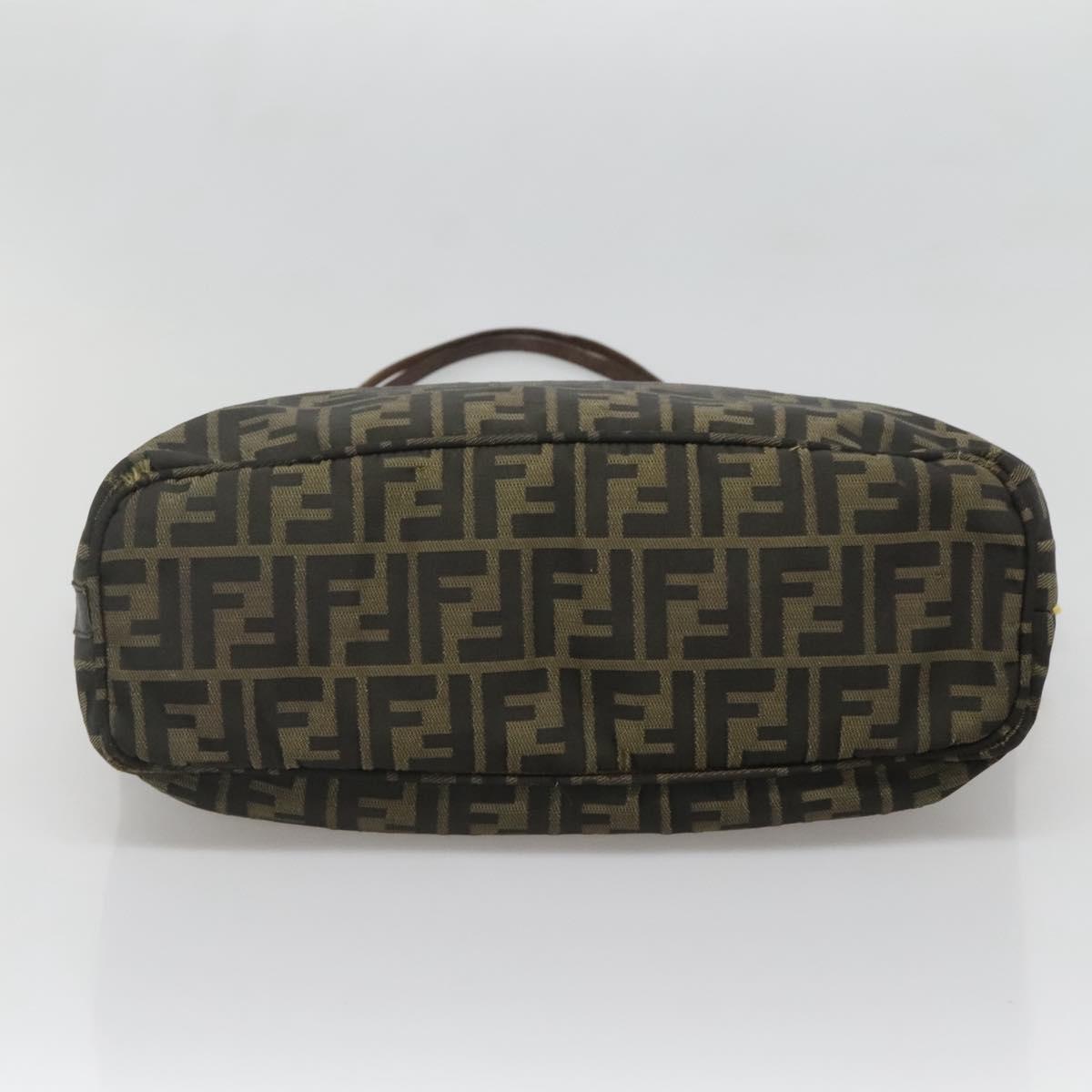 FENDI Zucca Canvas Tote Bag Brown Black Auth 136691