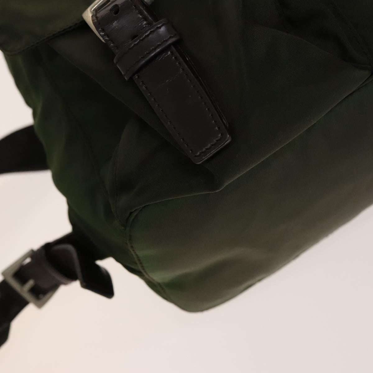 PRADA Backpack Nylon Green Silver Auth 136692