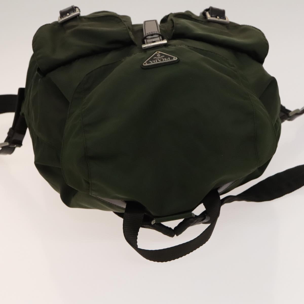 PRADA Backpack Nylon Green Silver Auth 136692