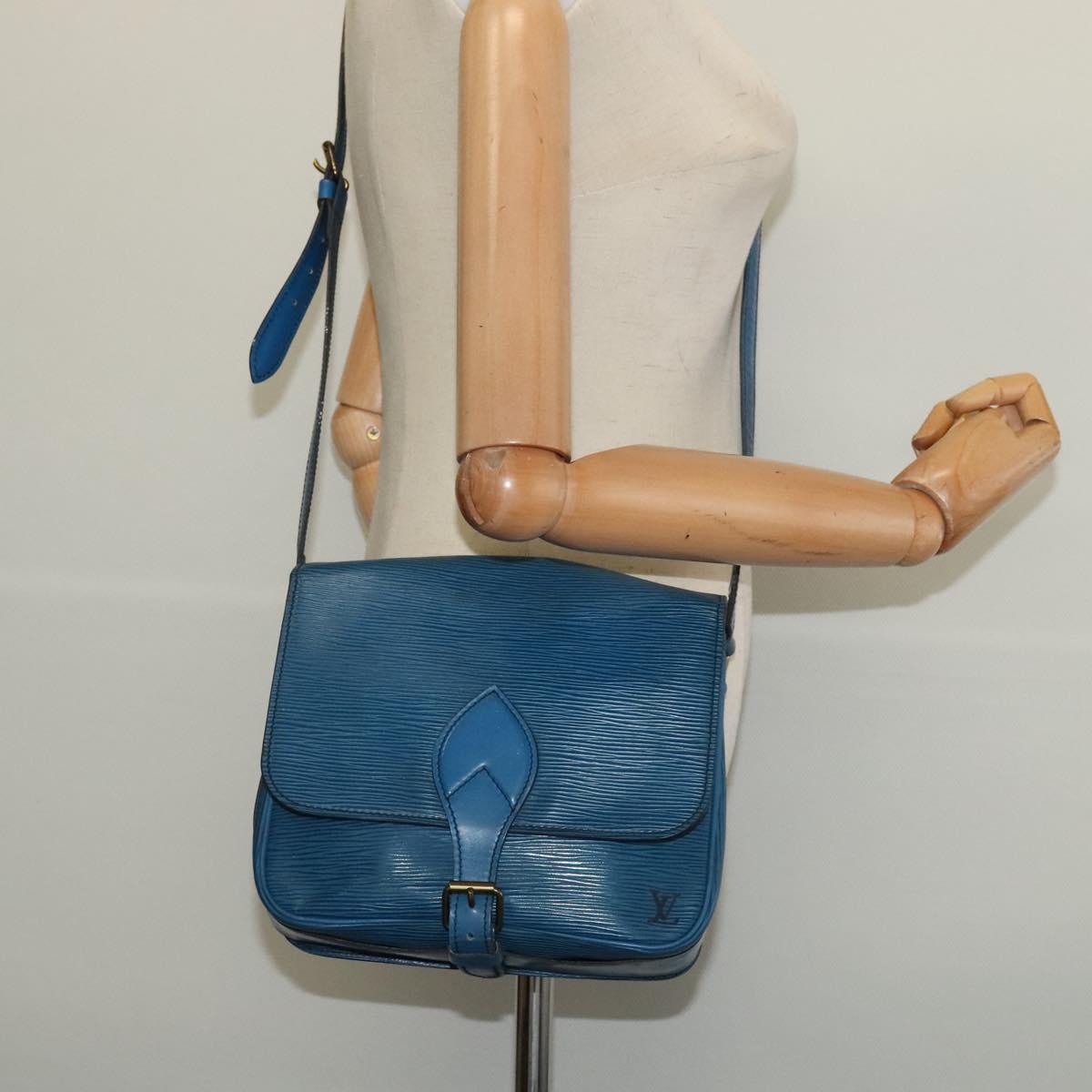 LOUIS VUITTON Epi Cartouchiere MM Shoulder Bag Blue M52245 LV Auth 136712