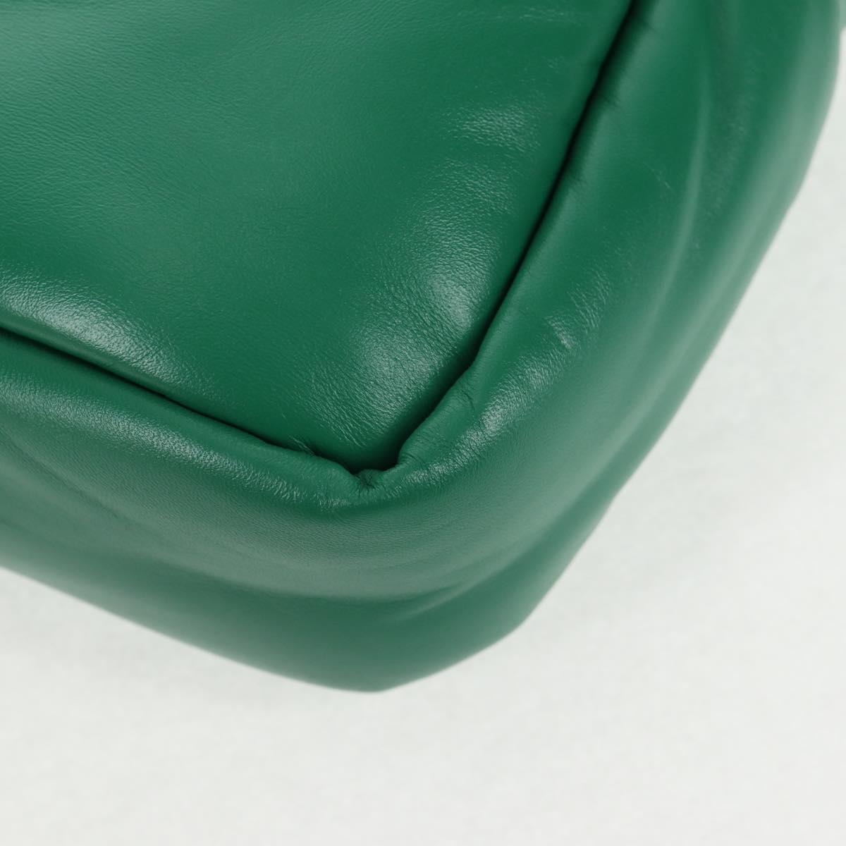 PRADA Hand Bag Leather 2way Green Silver Auth 136732SAM