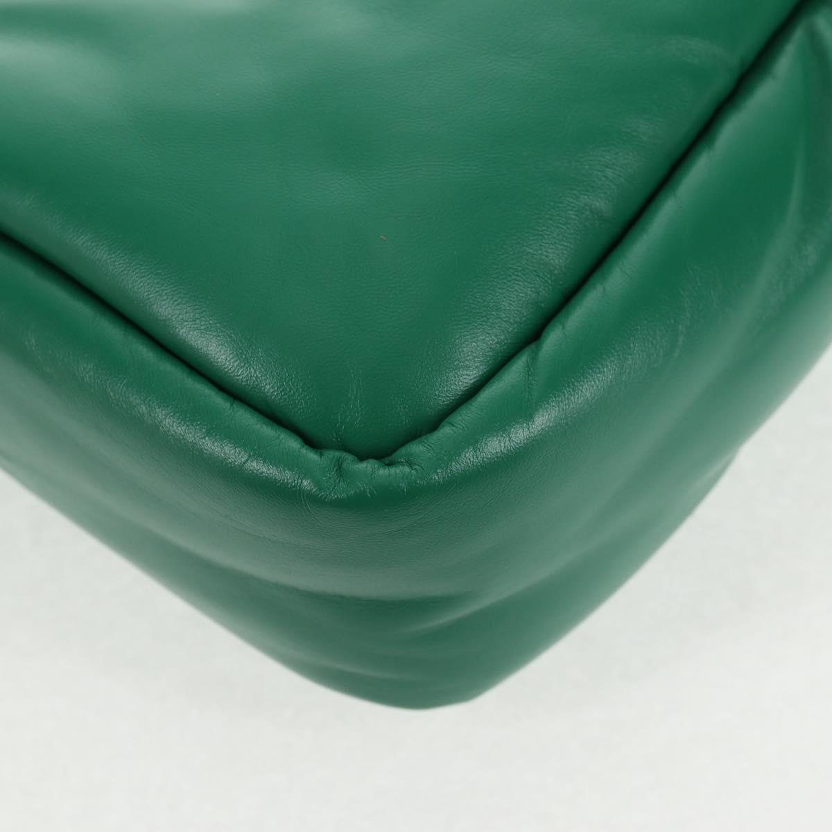 PRADA Hand Bag Leather 2way Green Silver Auth 136732SAM