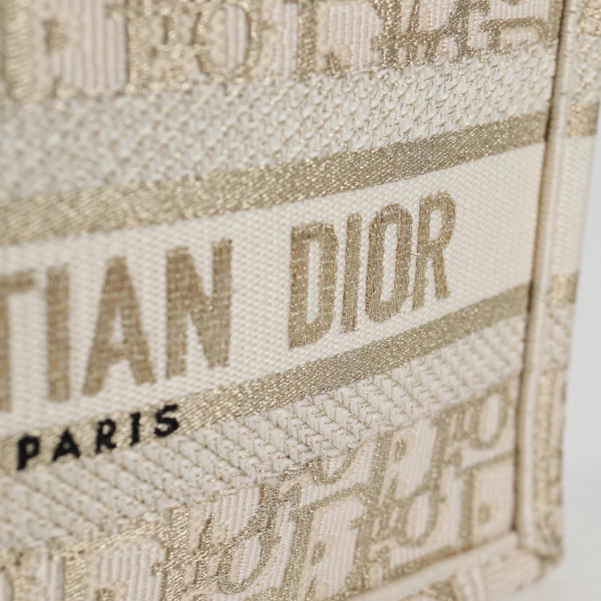 Christian Dior Trotter Canvas Book Tote Hand Bag Canvas White Auth 136735SAM