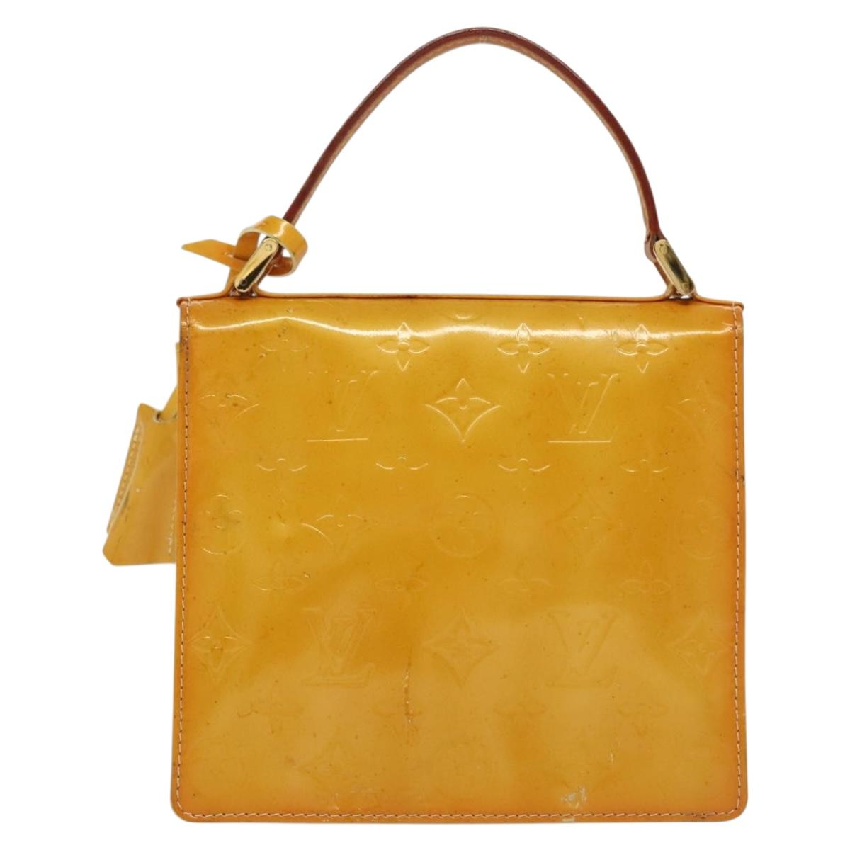 LOUIS VUITTON Monogram Vernis Spring Street Bag Lime Yellow M91068 Auth 136753