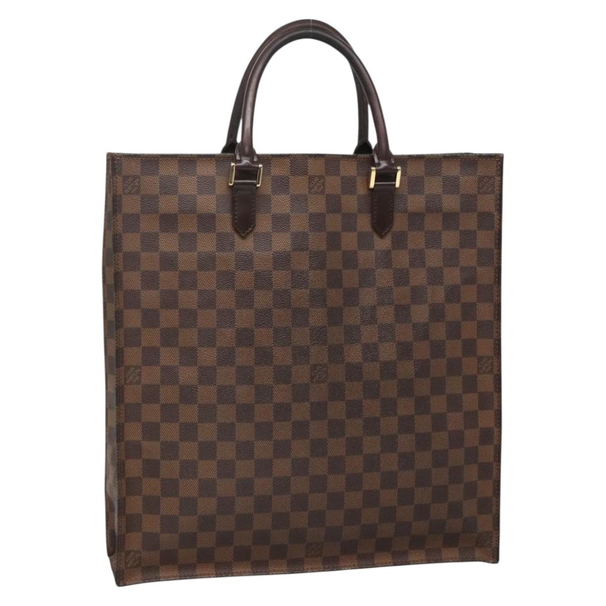 LOUIS VUITTON Damier Ebene Sac Plat Hand Bag N51140 LV Auth 136771