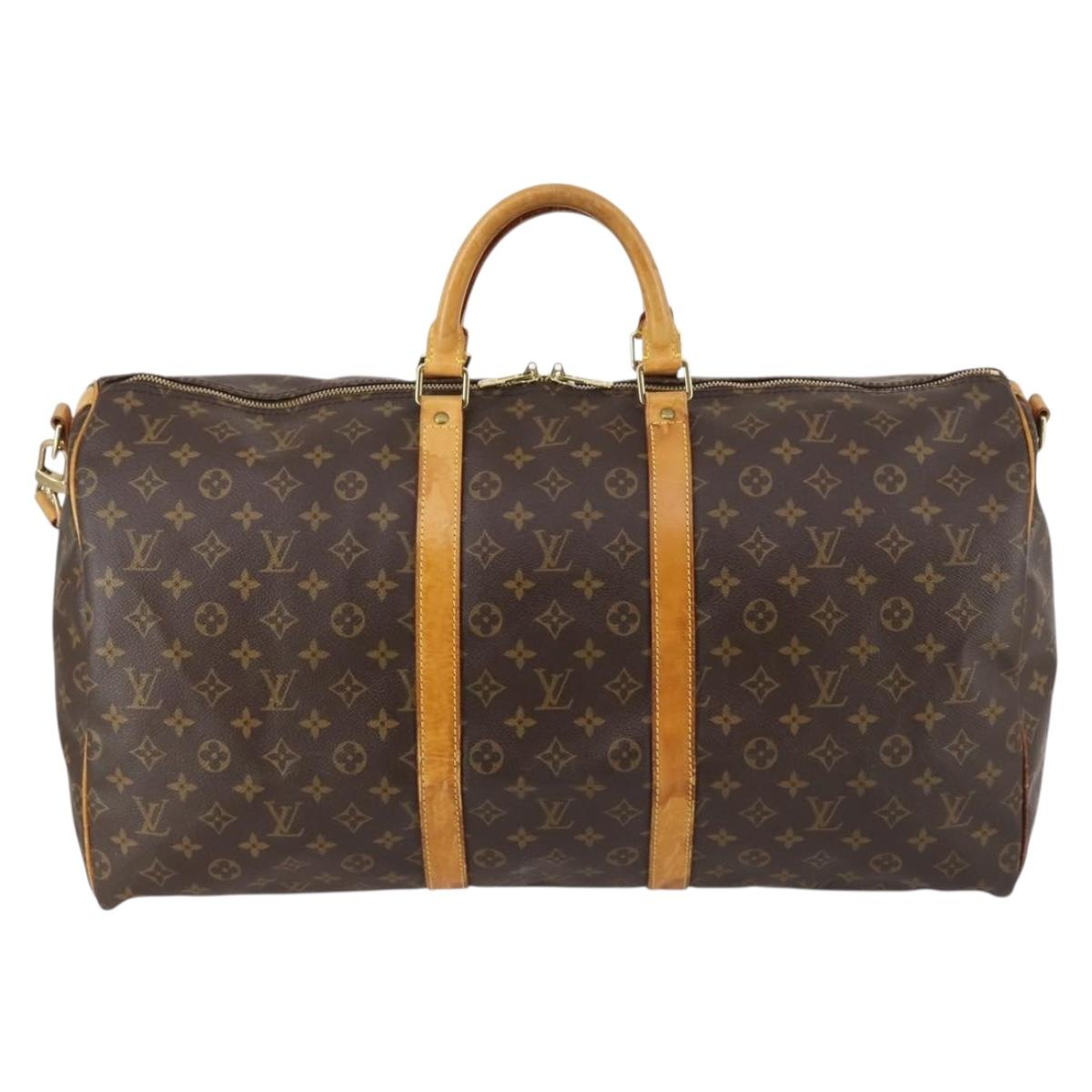 LOUIS VUITTON Monogram Keepall Bandouliere 55 Boston Bag M41414 LV Auth 136784