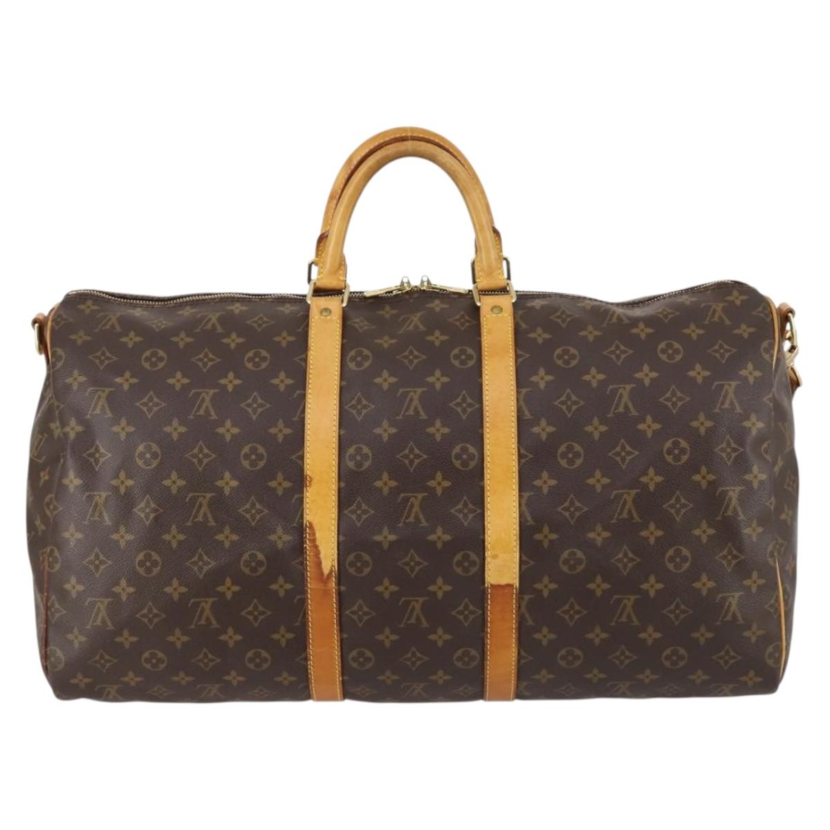 LOUIS VUITTON Monogram Keepall Bandouliere 55 Boston Bag M41414 LV Auth 136784