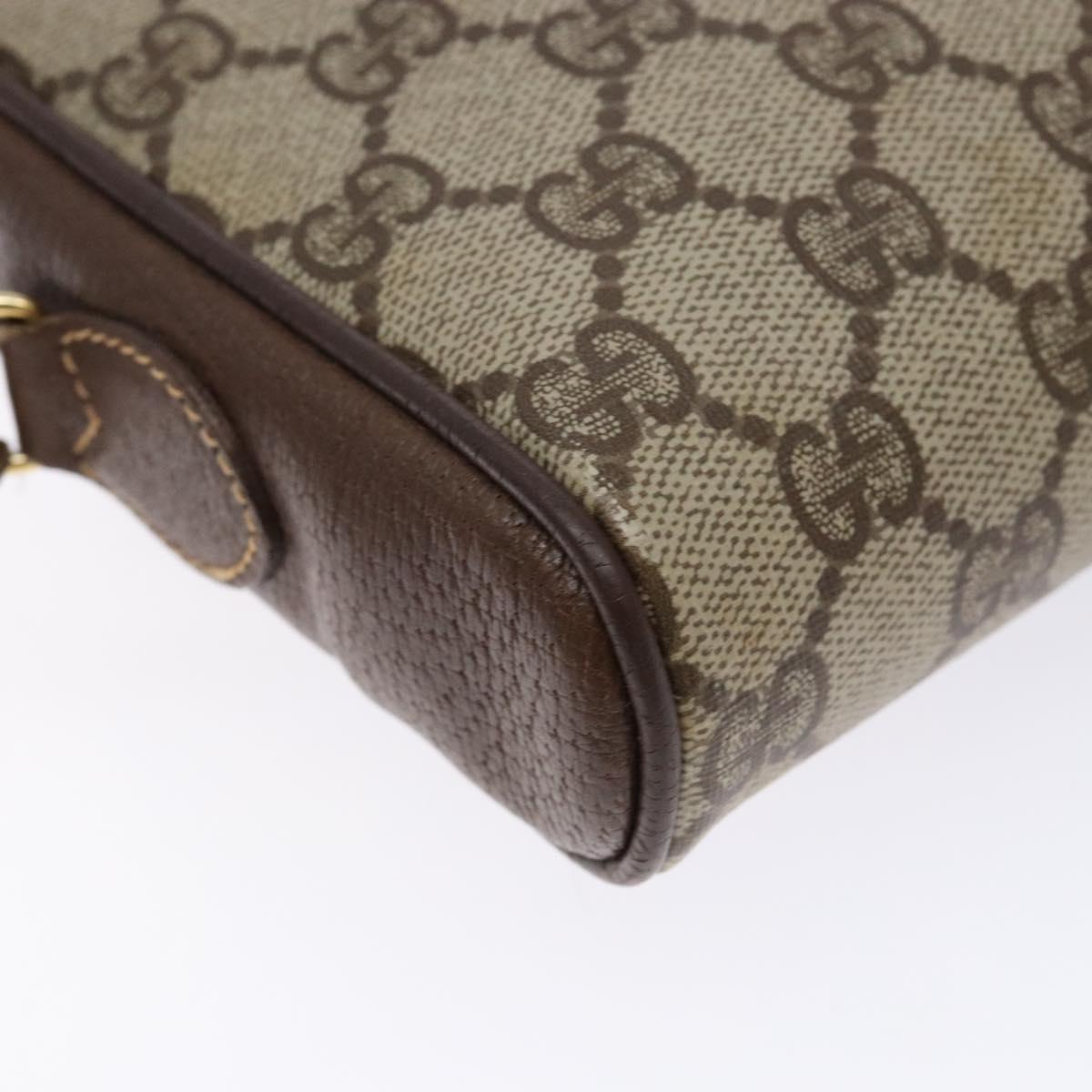 GUCCI GG Supreme Web Sherry Line Bag PVC Beige Gold 116 02 089 Auth 136796