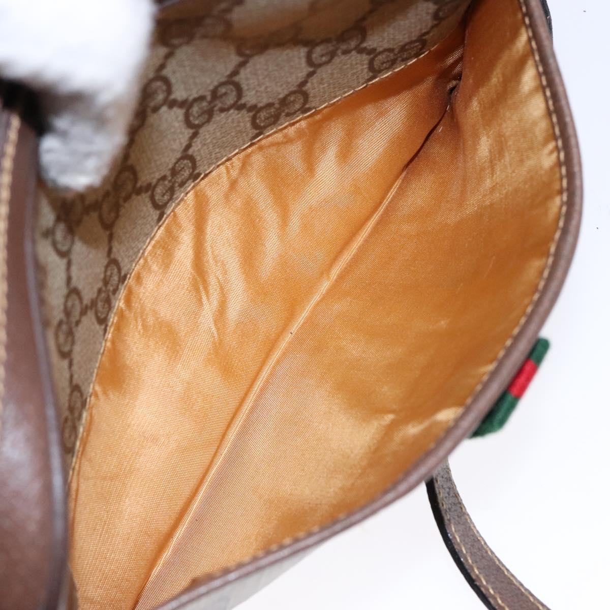 GUCCI GG Supreme Web Sherry Line Bag PVC Beige Gold 116 02 089 Auth 136796