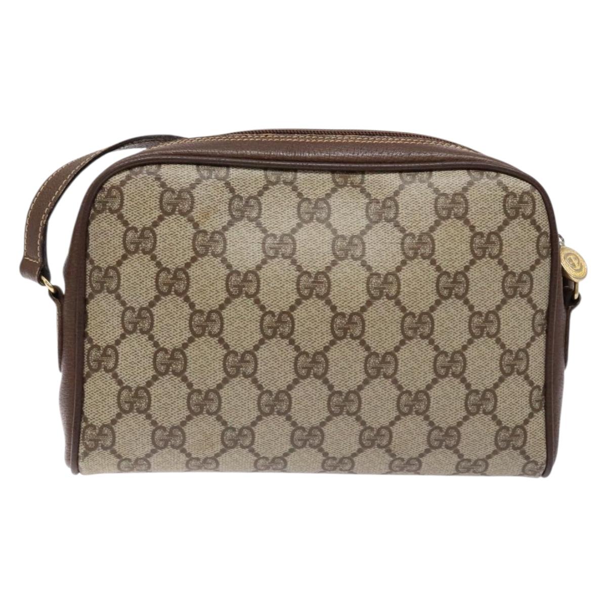 GUCCI GG Supreme Web Sherry Line Bag PVC Beige Gold 116 02 089 Auth 136796