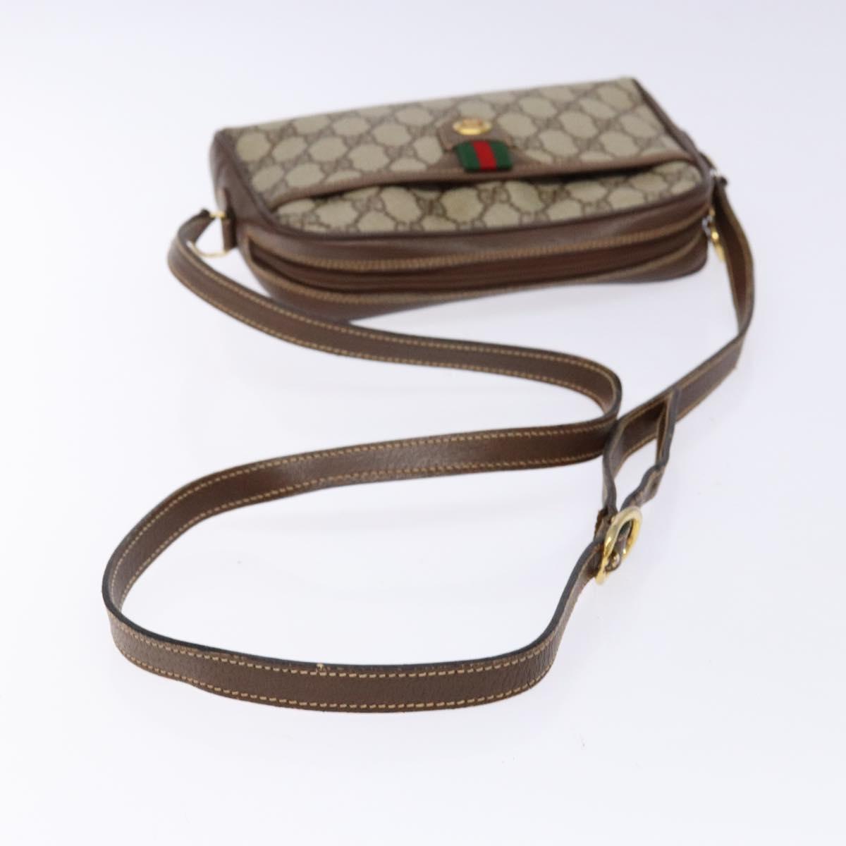 GUCCI GG Supreme Web Sherry Line Bag PVC Beige Gold 116 02 089 Auth 136796