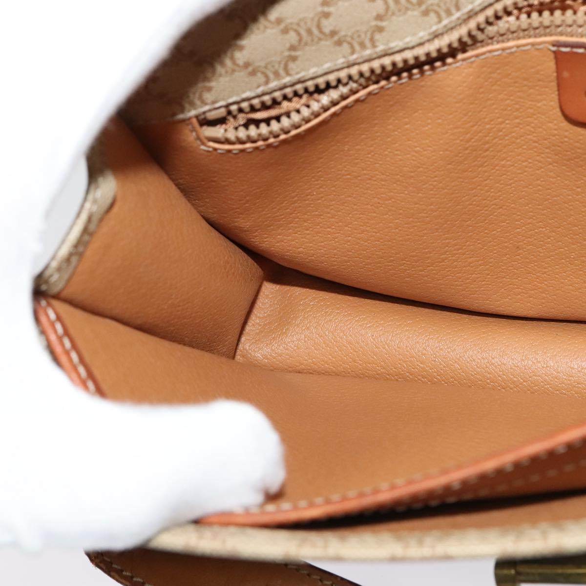 CELINE Macadam Canvas Shoulder Bag PVC Beige Gold Auth 136803