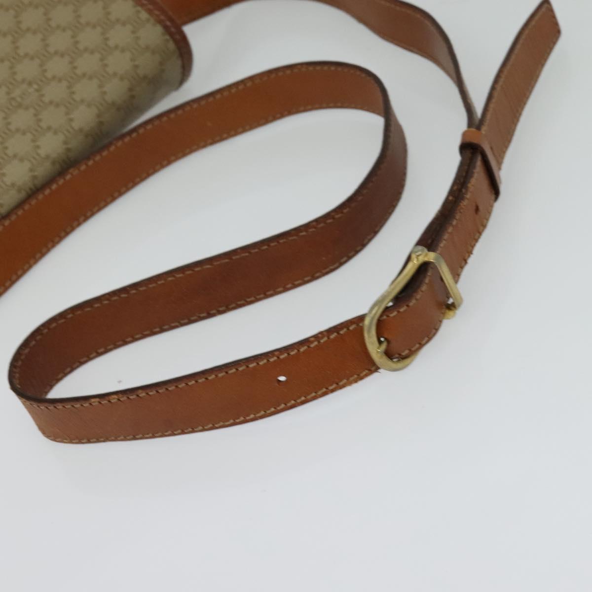 CELINE Macadam Canvas Shoulder Bag PVC Beige Gold Auth 136803