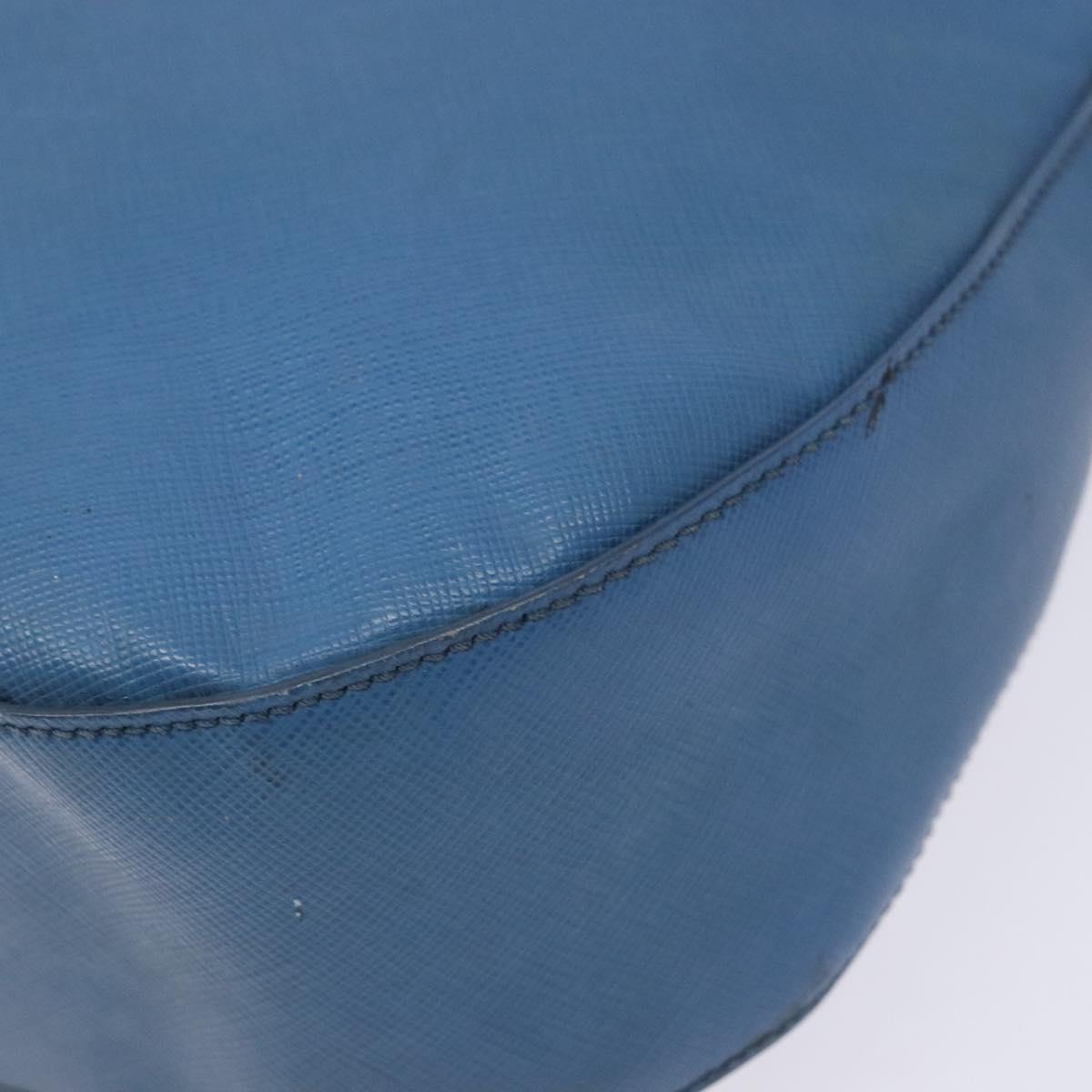 PRADA Shoulder Bag Leather Blue Gold Auth 136806