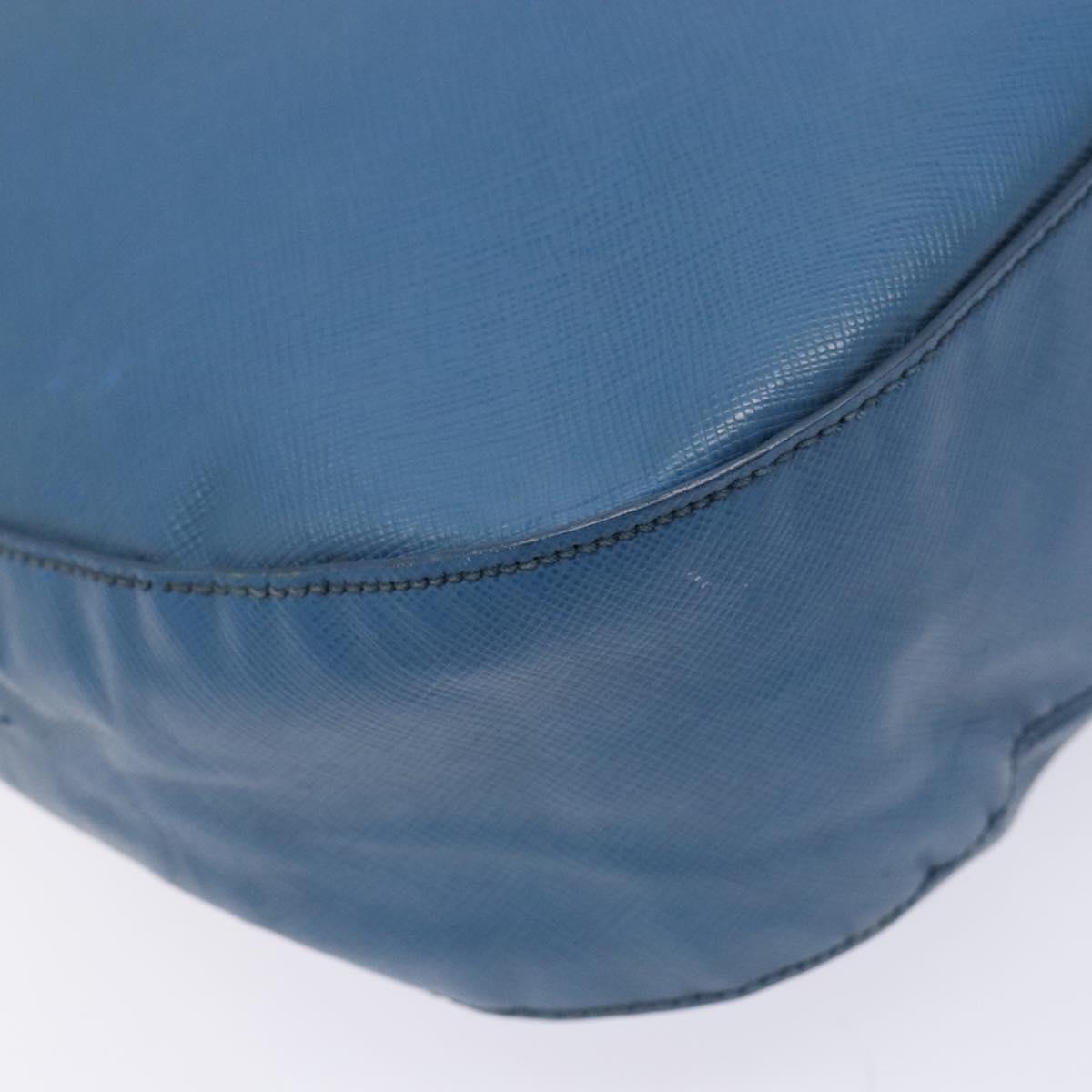 PRADA Shoulder Bag Leather Blue Gold Auth 136806