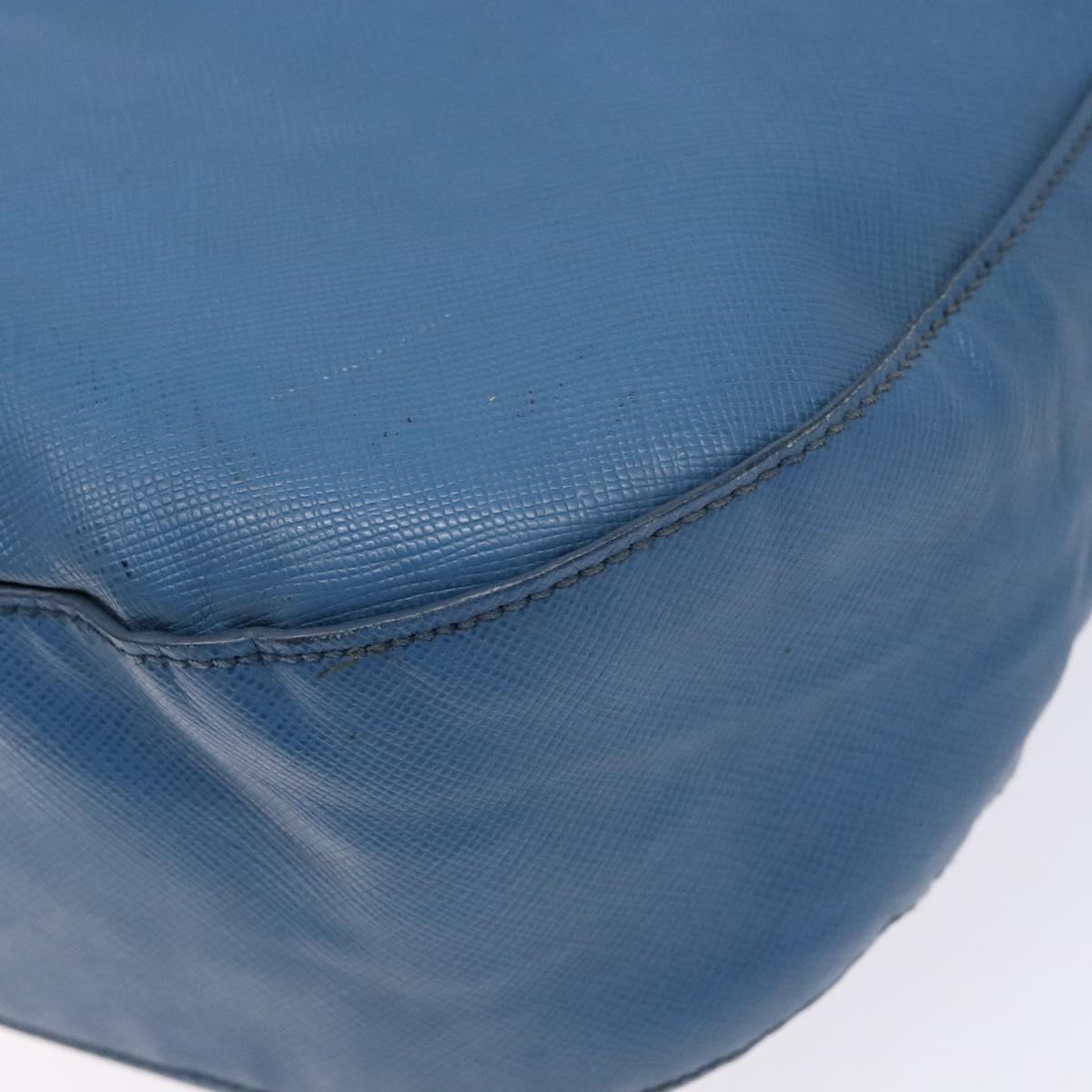 PRADA Shoulder Bag Leather Blue Gold Auth 136806