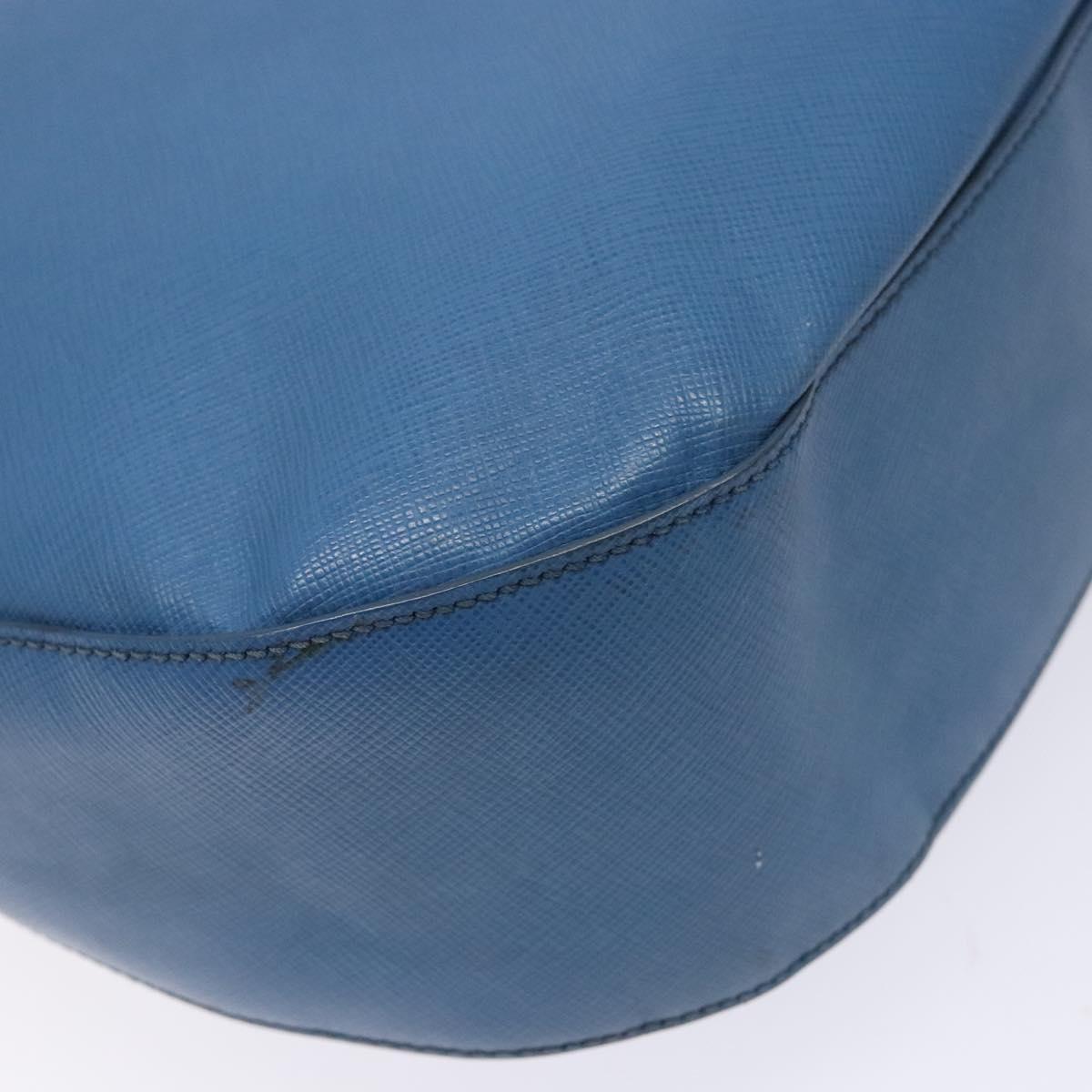 PRADA Shoulder Bag Leather Blue Gold Auth 136806