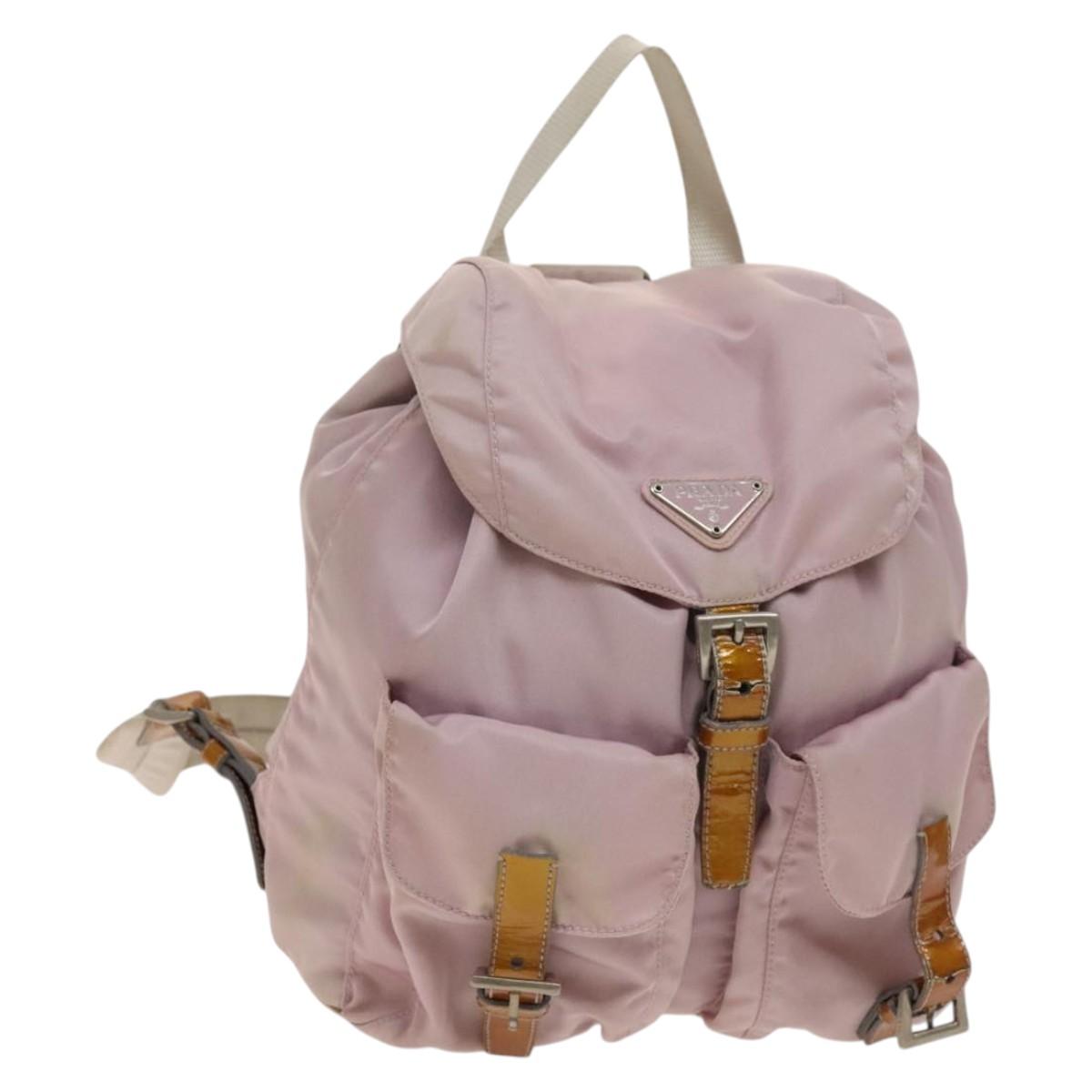 PRADA Backpack Nylon Pink Silver Auth 136807