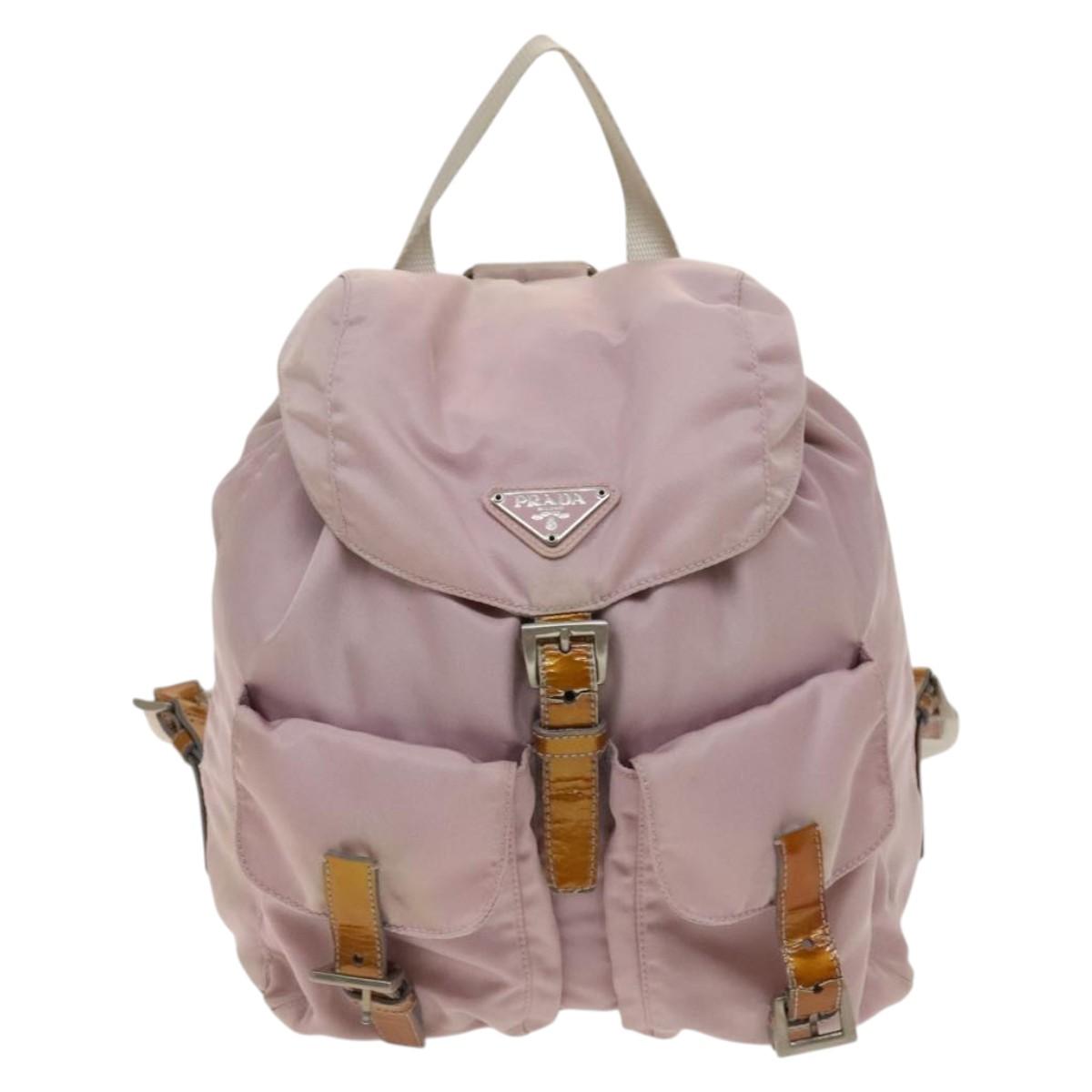 PRADA Backpack Nylon Pink Silver Auth 136807