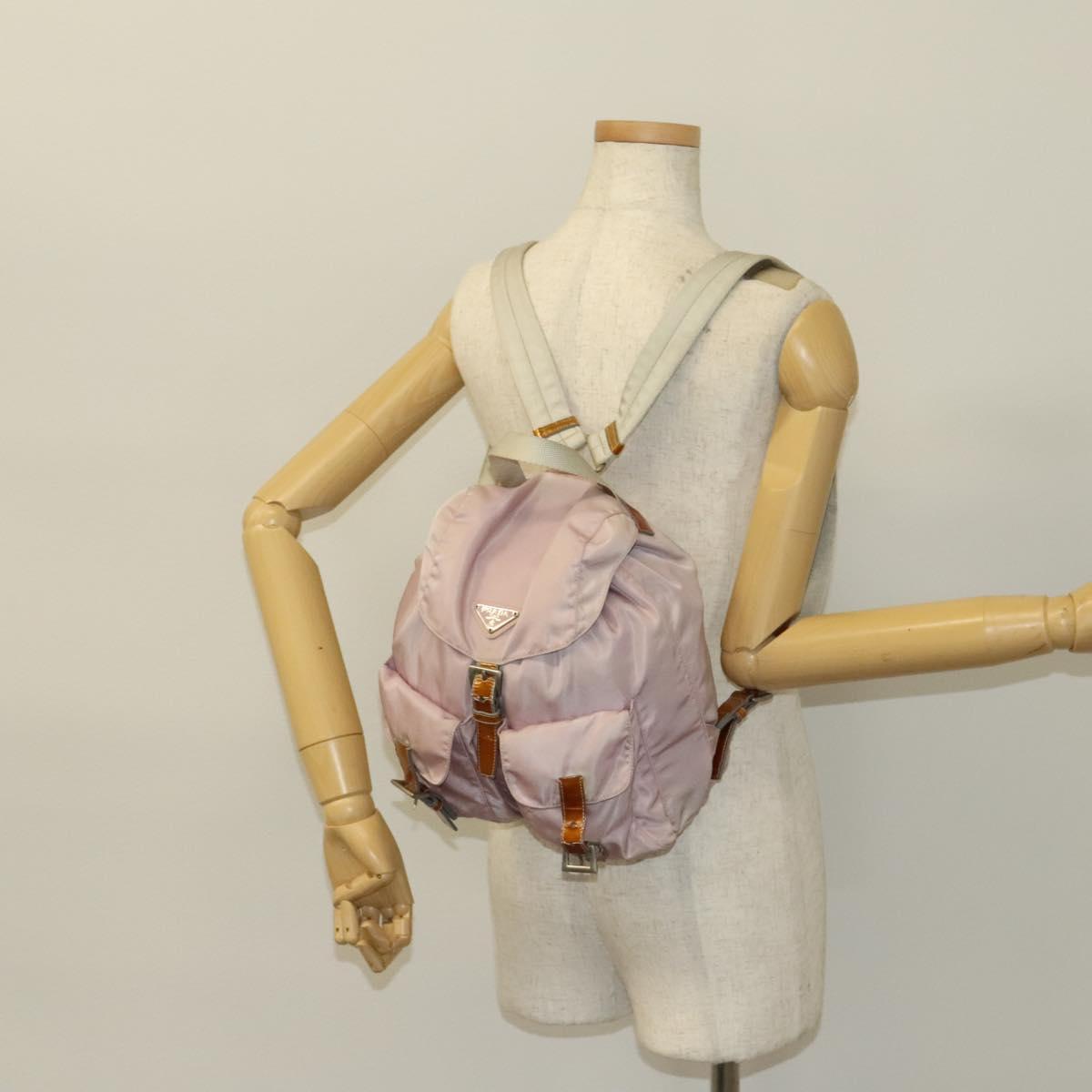 PRADA Backpack Nylon Pink Silver Auth 136807
