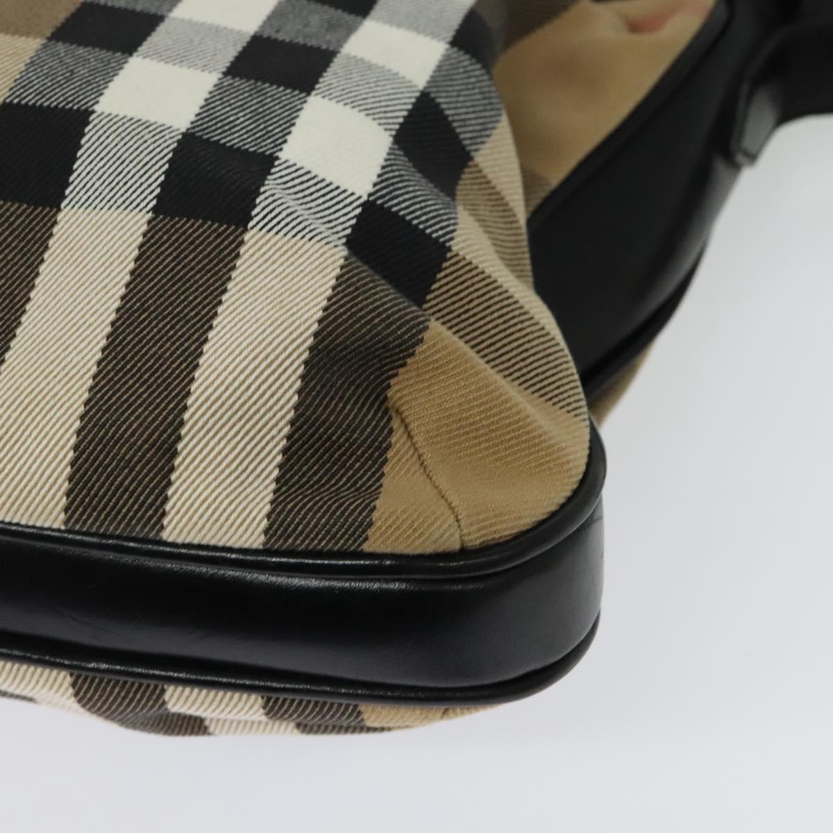 BURBERRY Nova Check Shoulder Bag Canvas Beige Gold Auth 136809