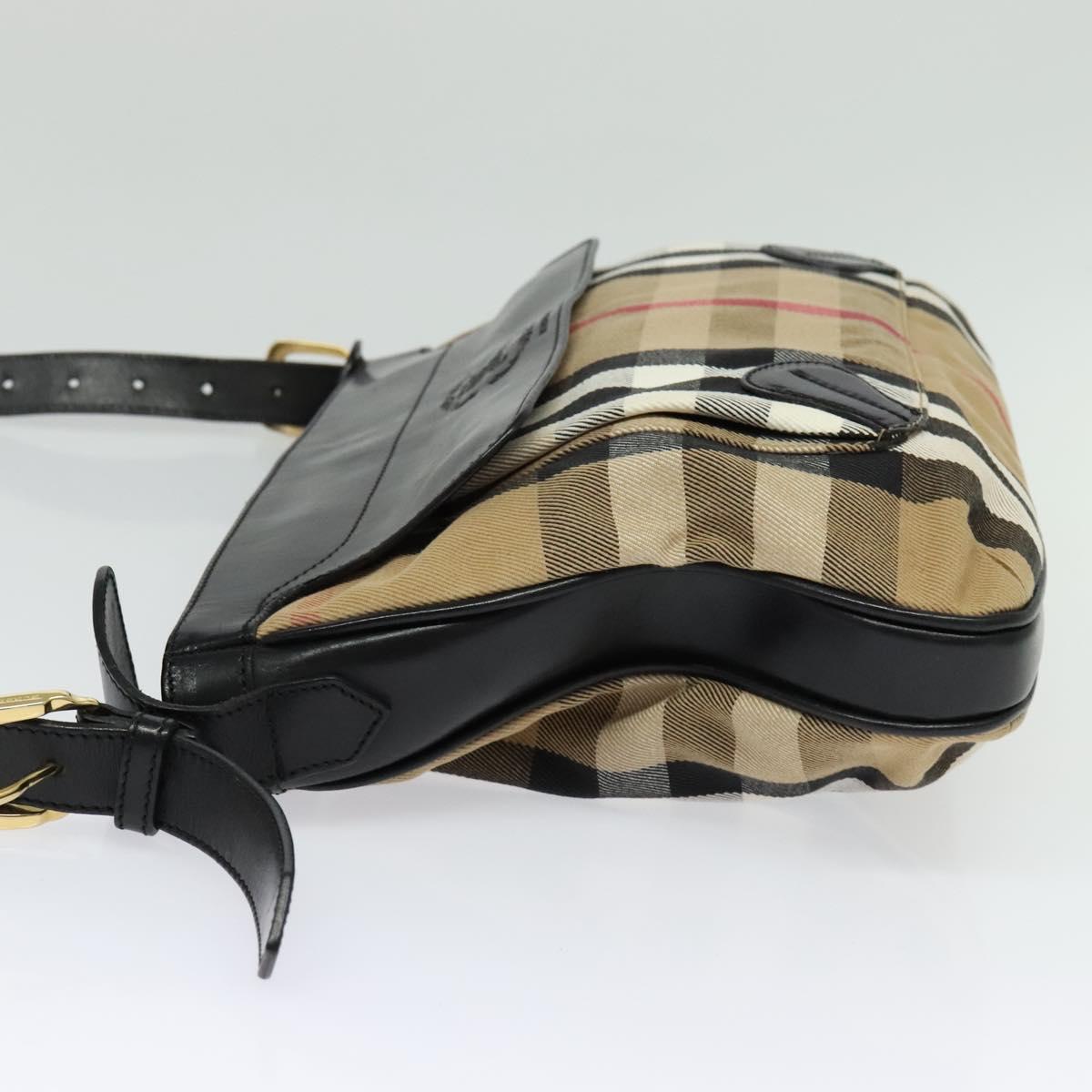 BURBERRY Nova Check Shoulder Bag Canvas Beige Gold Auth 136809