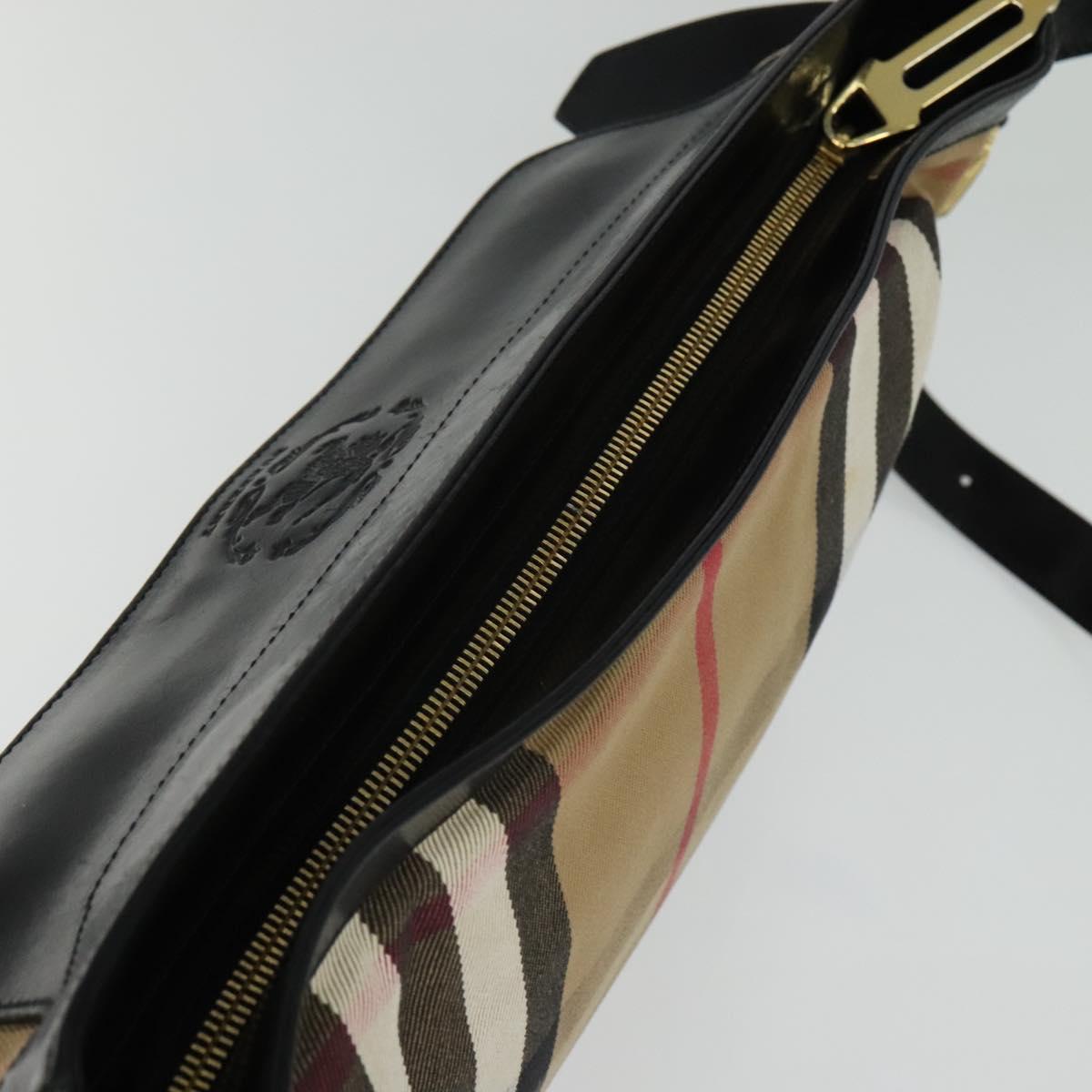 BURBERRY Nova Check Shoulder Bag Canvas Beige Gold Auth 136809