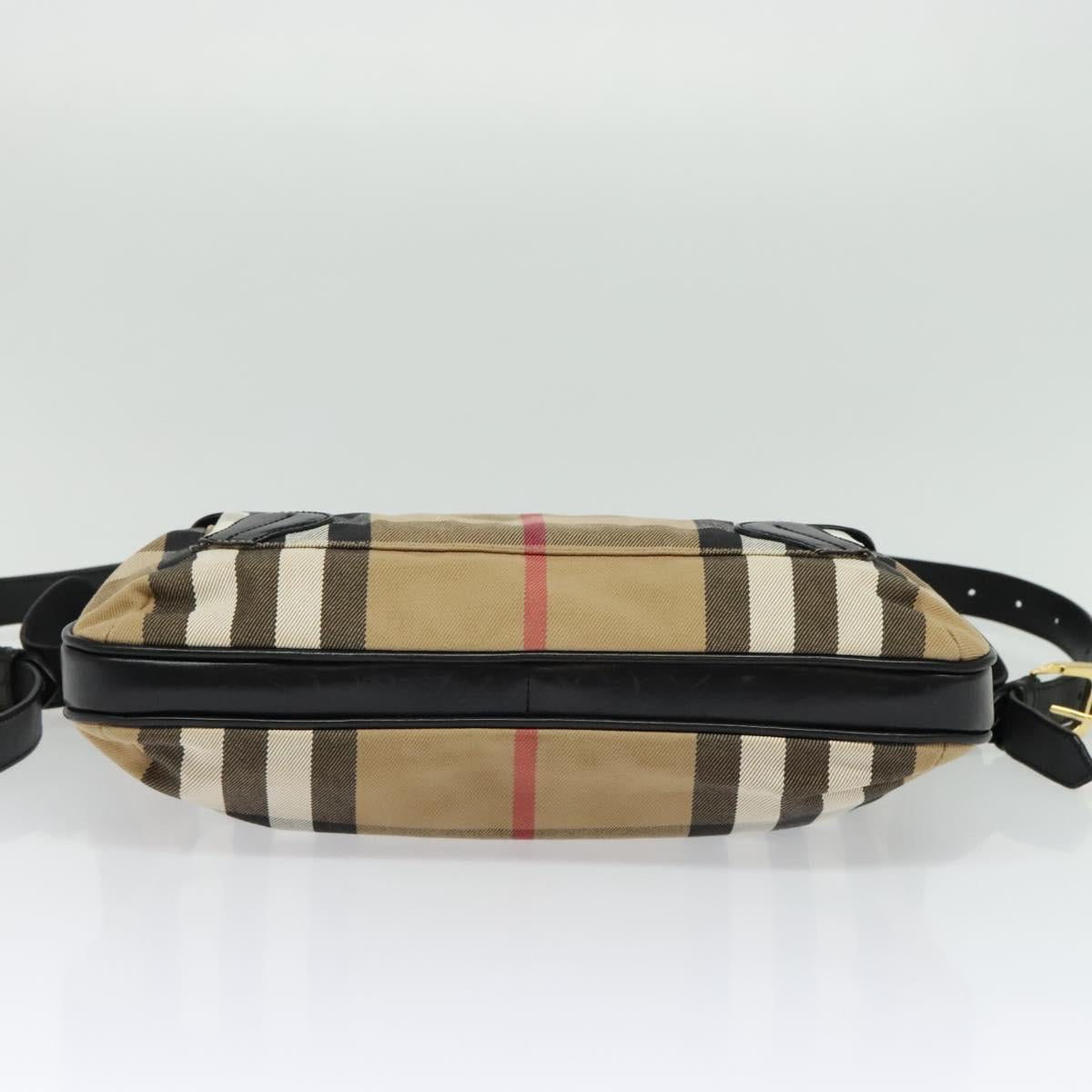 BURBERRY Nova Check Shoulder Bag Canvas Beige Gold Auth 136809