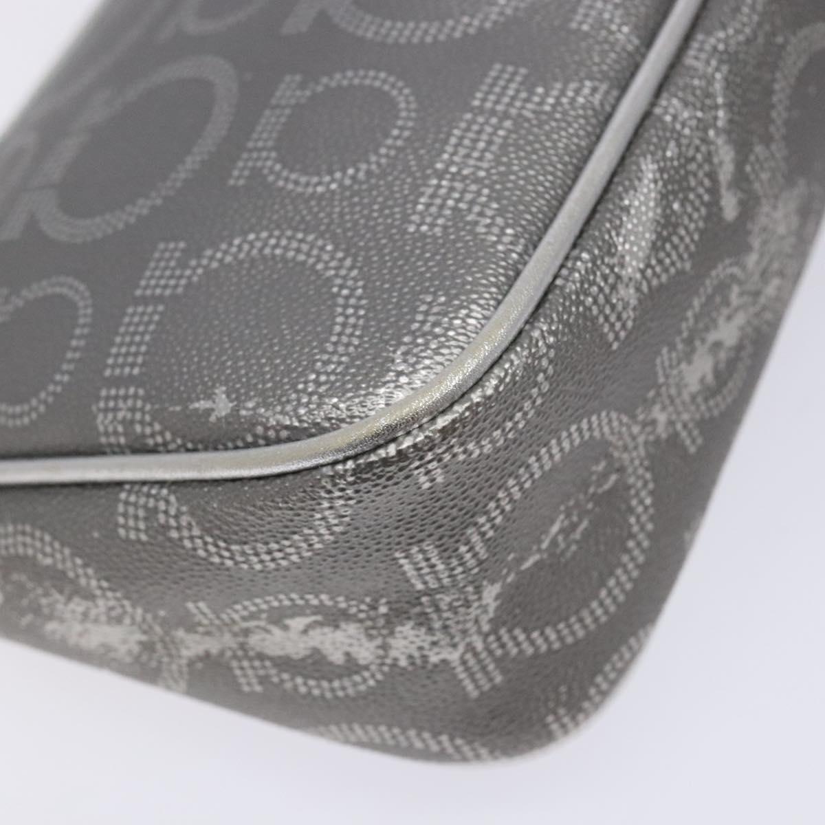 Salvatore Ferragamo Gancini Shoulder Bag Leather Silver Auth 136843