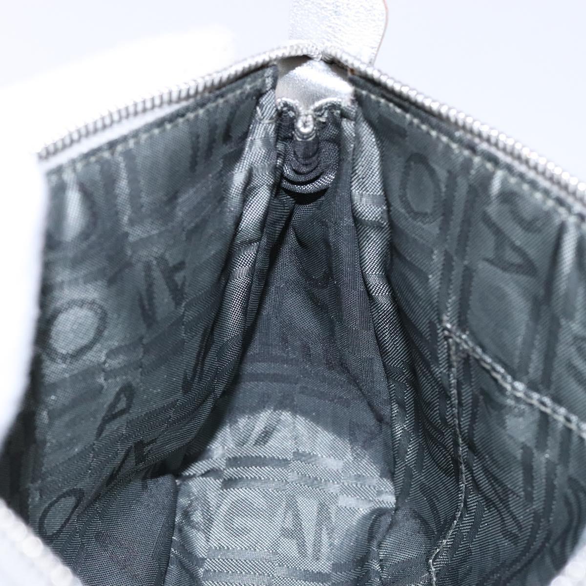 Salvatore Ferragamo Gancini Shoulder Bag Leather Silver Auth 136843