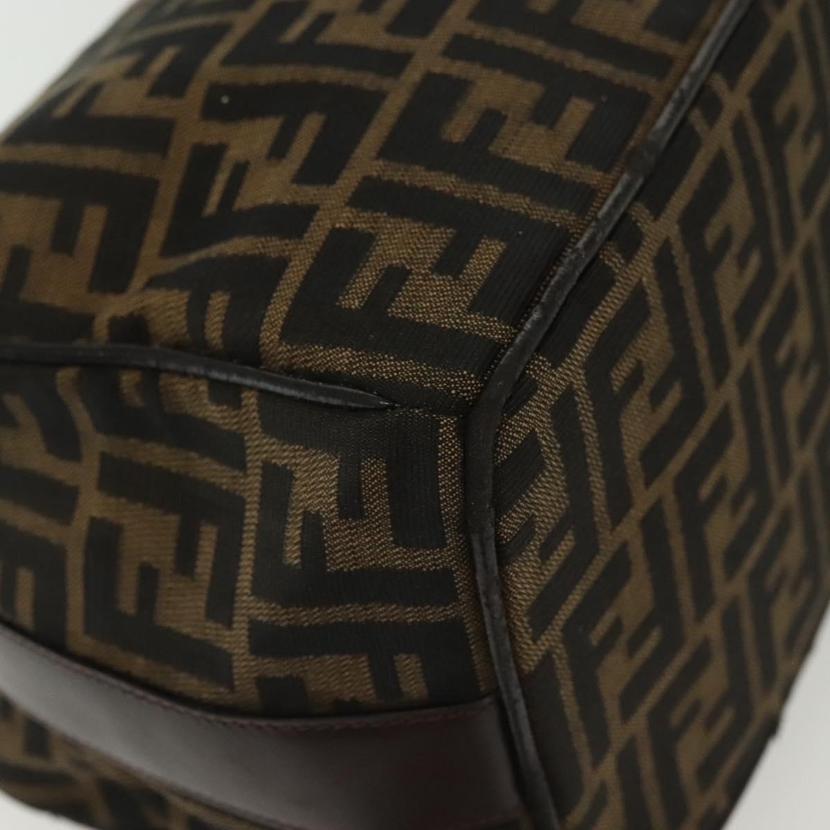 FENDI Zucca Canvas Hand Bag Black Brown Silver Auth 136848