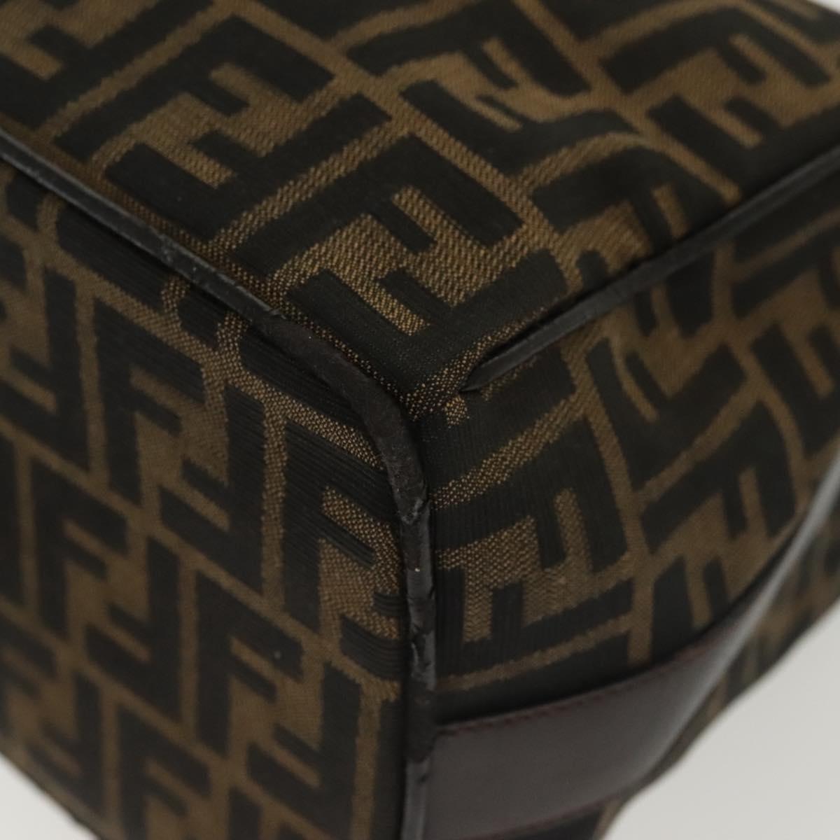 FENDI Zucca Canvas Hand Bag Black Brown Silver Auth 136848