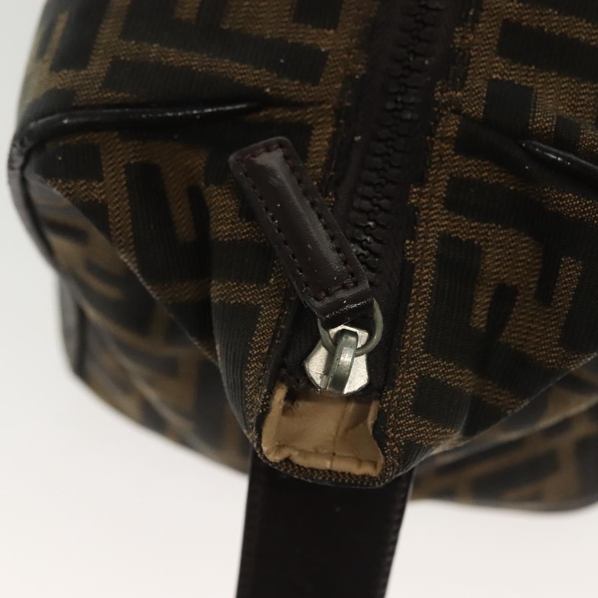 FENDI Zucca Canvas Hand Bag Black Brown Silver Auth 136848