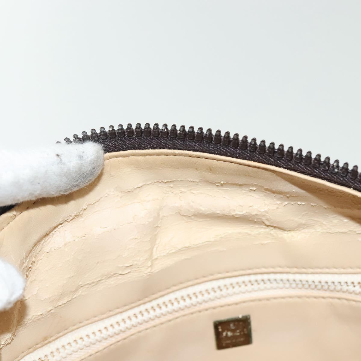 FENDI Zucca Canvas Hand Bag Black Brown Silver Auth 136848