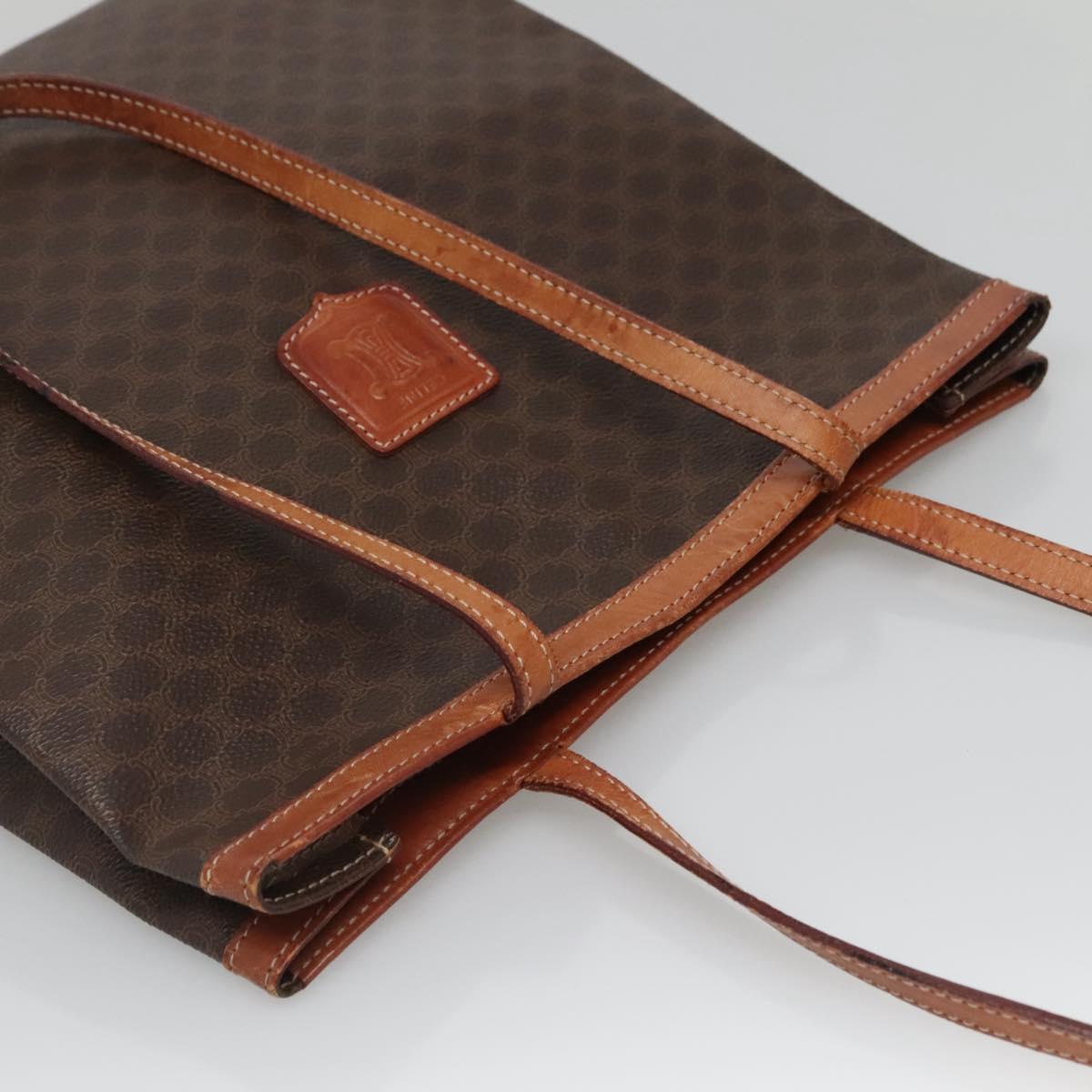 CELINE Macadam Canvas Tote Bag PVC Brown Gold Auth 136856