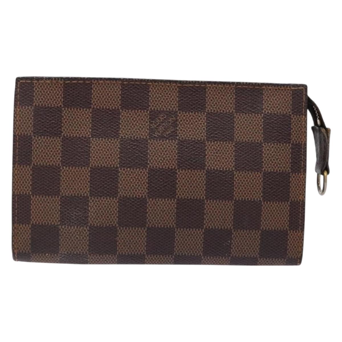 LOUIS VUITTON Damier Ebene Marais Pouch LV Auth 136870