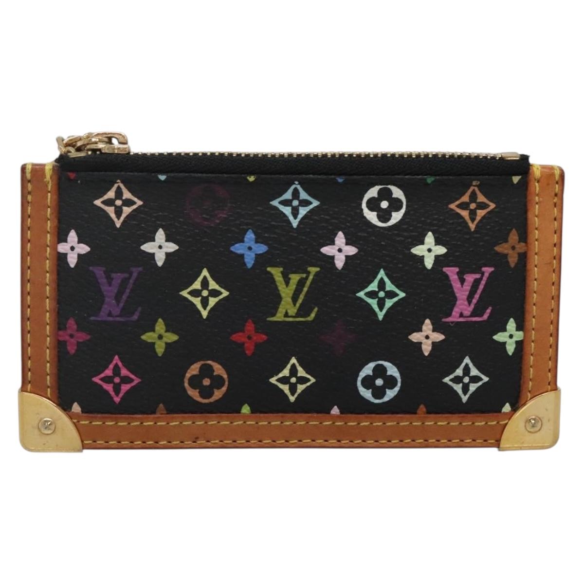 LOUIS VUITTON Multicolor Pochette Cles Coin Purse Black M13664 LV Auth 136877