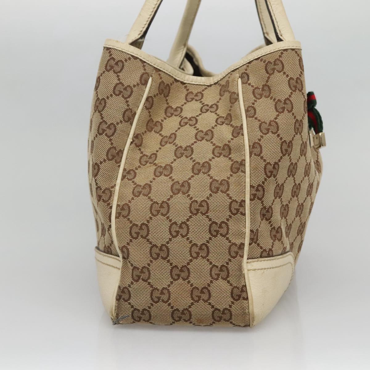 GUCCI Web Sherry Line GG Canvas Tote Bag Beige Green Red 163805 Auth 136879