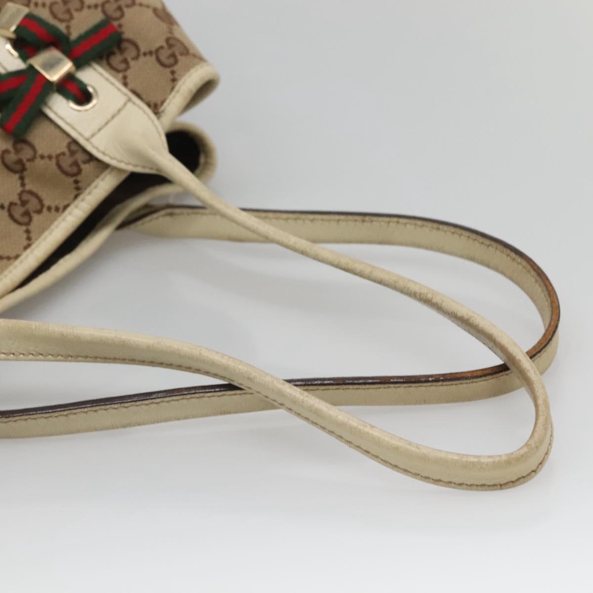 GUCCI Web Sherry Line GG Canvas Tote Bag Beige Green Red 163805 Auth 136879