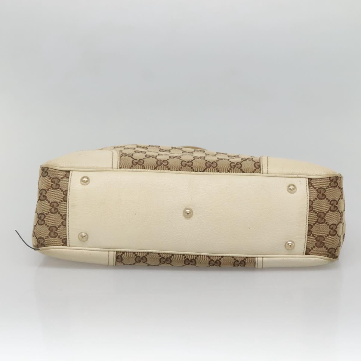 GUCCI Web Sherry Line GG Canvas Tote Bag Beige Green Red 163805 Auth 136879