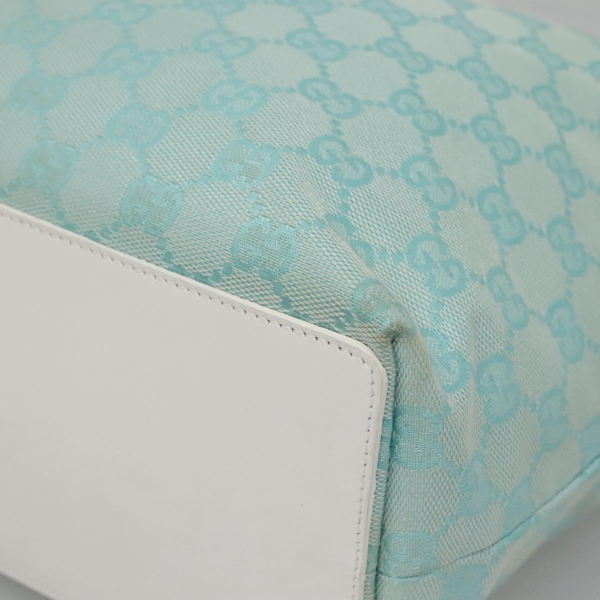 GUCCI GG Canvas Tote Bag Light Blue Gold 002 1098 1705 Auth 136880