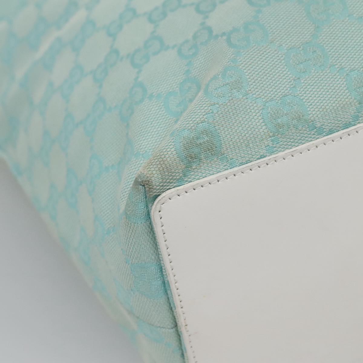 GUCCI GG Canvas Tote Bag Light Blue Gold 002 1098 1705 Auth 136880