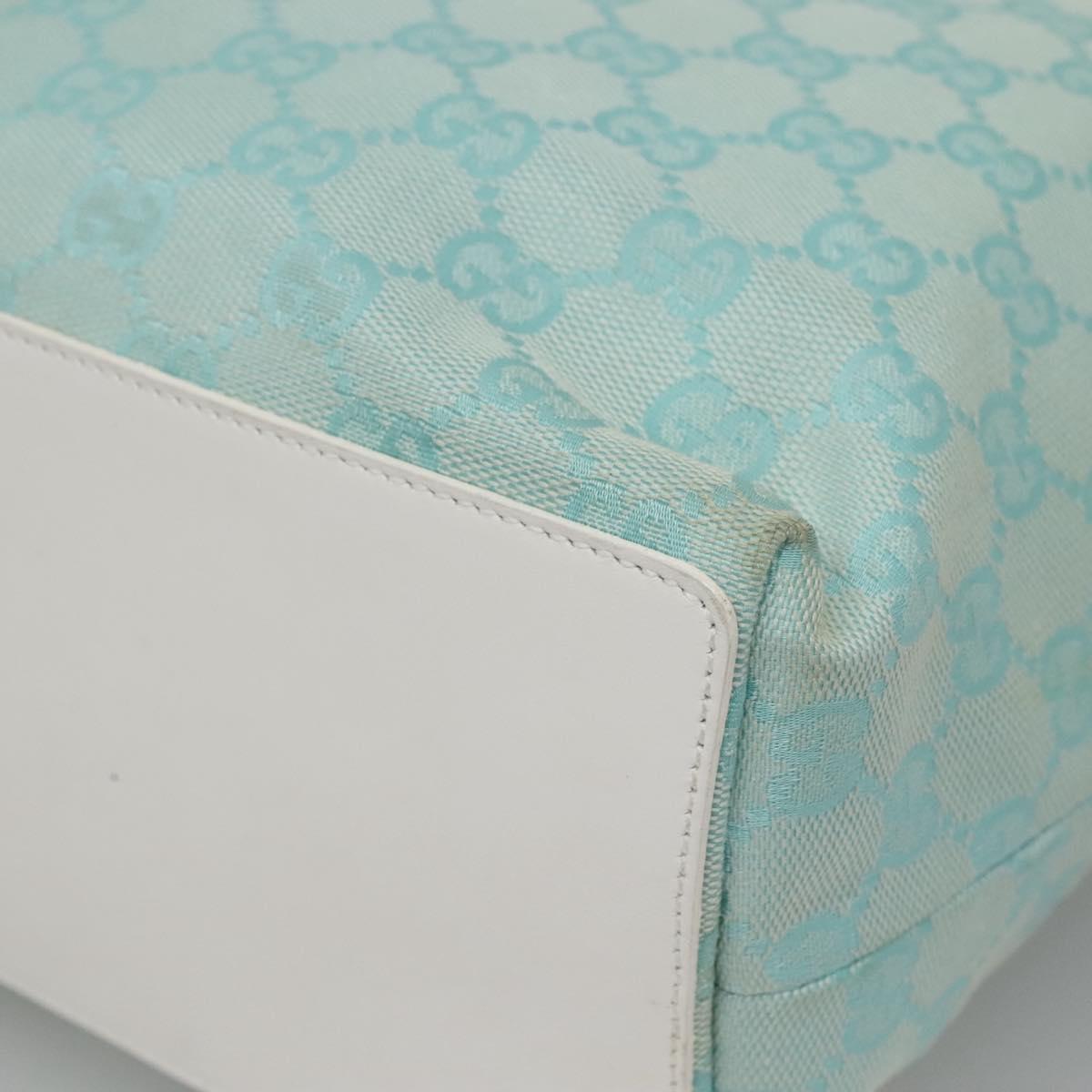 GUCCI GG Canvas Tote Bag Light Blue Gold 002 1098 1705 Auth 136880