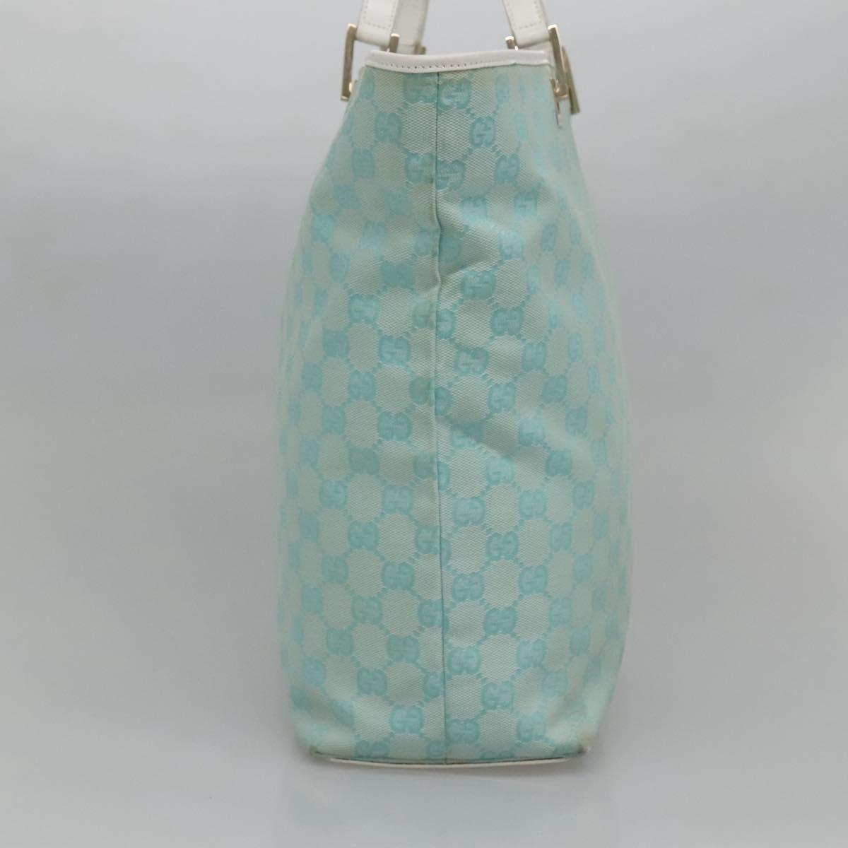 GUCCI GG Canvas Tote Bag Light Blue Gold 002 1098 1705 Auth 136880