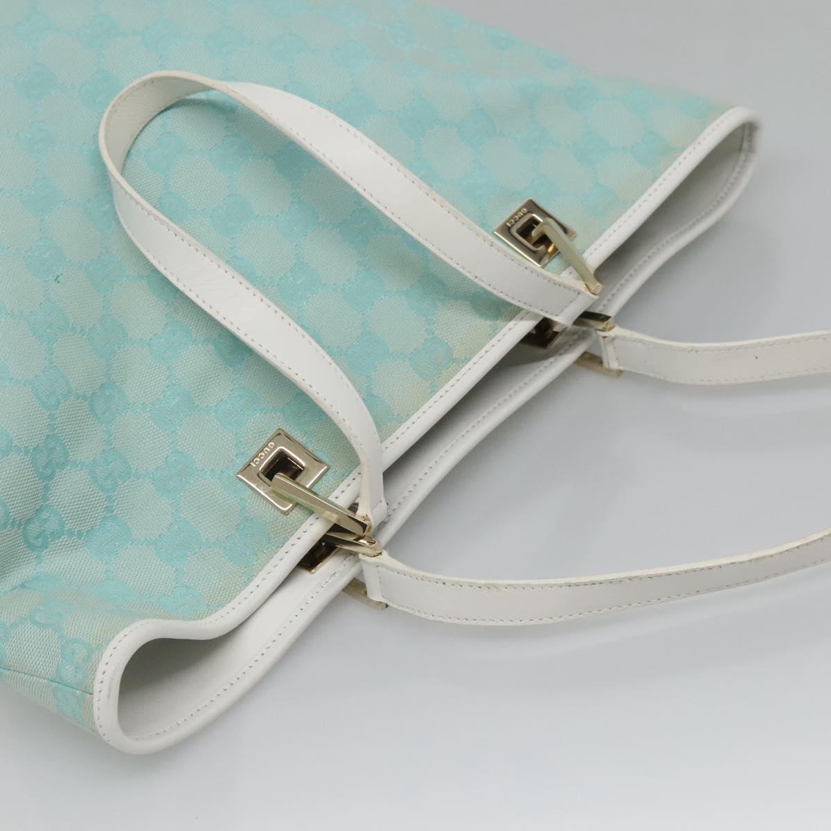 GUCCI GG Canvas Tote Bag Light Blue Gold 002 1098 1705 Auth 136880