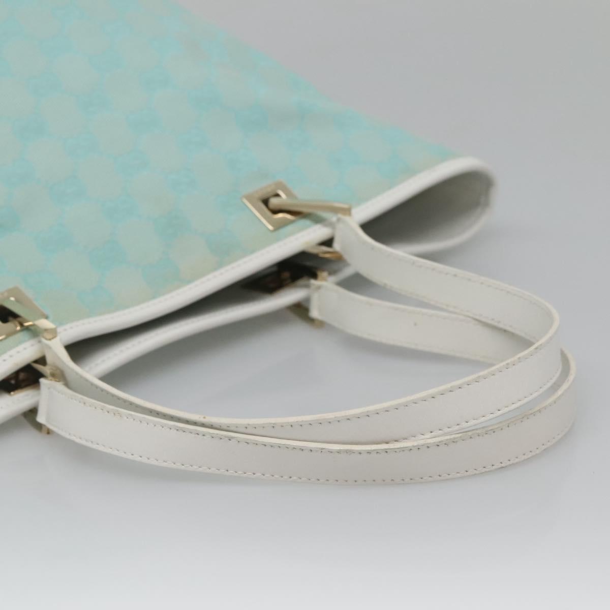 GUCCI GG Canvas Tote Bag Light Blue Gold 002 1098 1705 Auth 136880