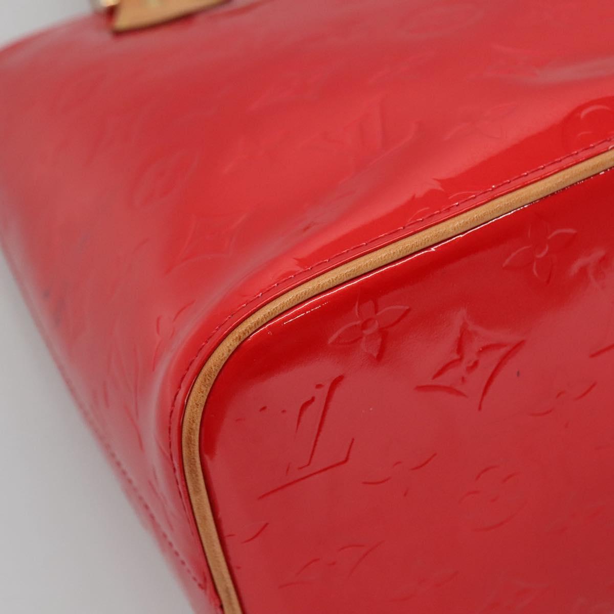 LOUIS VUITTON Monogram Vernis Houston Hand Bag Red M91092 LV Auth 136884