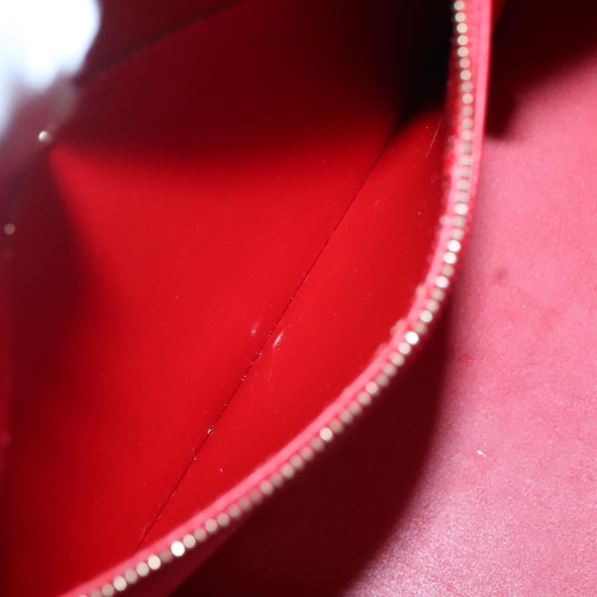 LOUIS VUITTON Monogram Vernis Houston Hand Bag Red M91092 LV Auth 136884